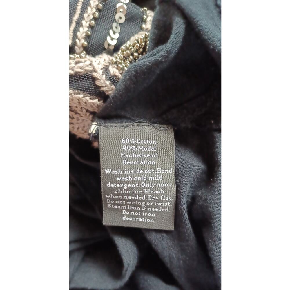 Rock & Republic Sz Large Black Sequin Beaded Racerback Tank Top Embellished Y2K - Picture 7 of 9